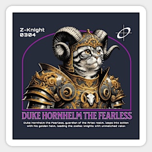 Aries Zodiac Knight Cat: Ram of the Stars - Astrological Sticker